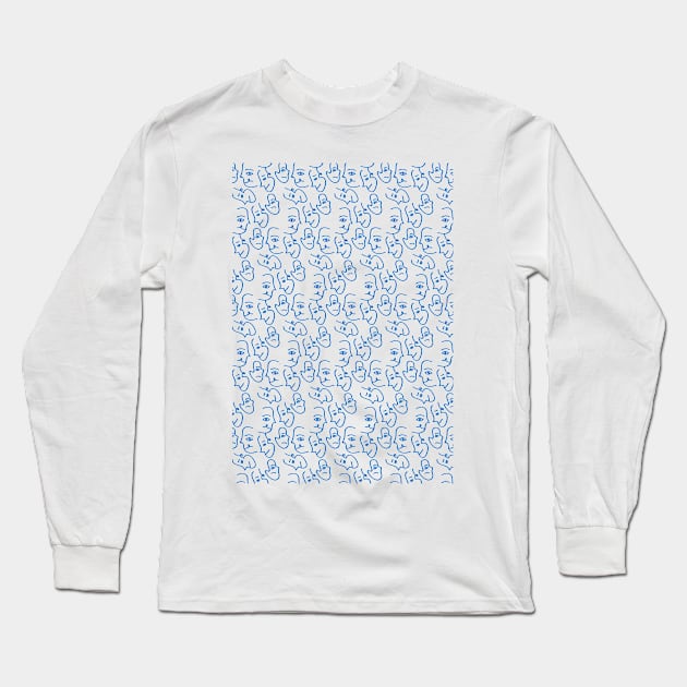 Abstract Line Faces, Scandi Artwork, Arts with Line Long Sleeve T-Shirt by Colorable